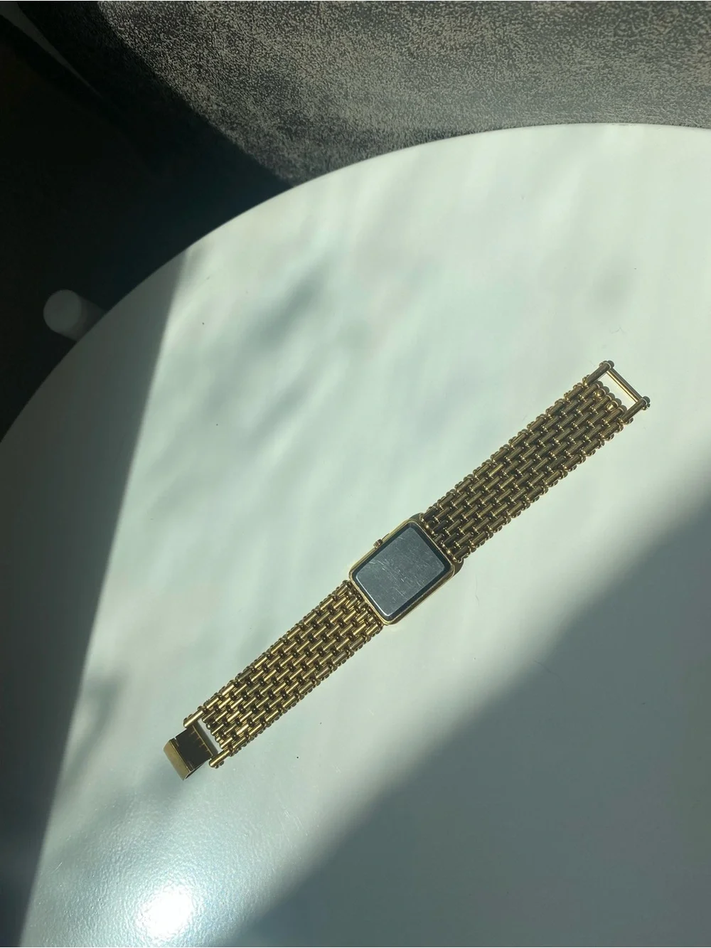 New Battery! Jean Herber Paris Women's Gold-Tone Rectangular Bracelet Watch